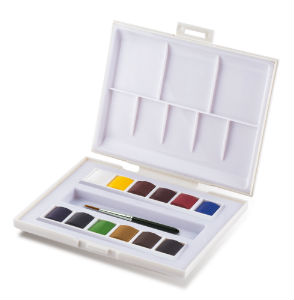 Boîte De Voyage Aquarelle Sennelier - 36 Godets De Couleurs + 1 Pinceau - Peinture Artistique Qualité Professionnelle - Idéal Pour Les Déplacements